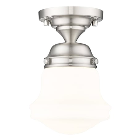 Z-Lite Vaughn Flush Mount, 1-Light, 6 In.W x 9 In.H, Brushed Nickel/Matte Opal 735F1-BN